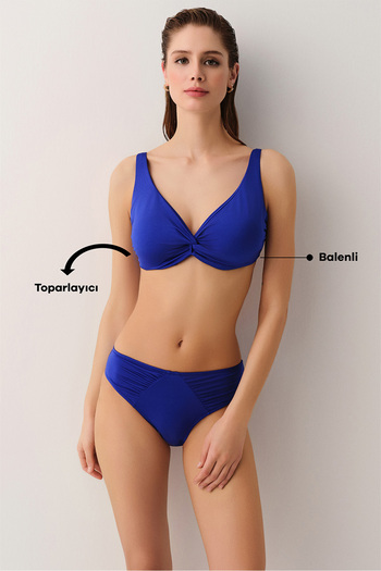 SUWEN Önü Burgulu Balenli Toparlayıcı Bikini Üst