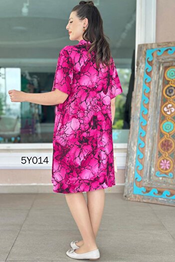 İnce Topuk Judge Collar Viscose Dress 5Y014