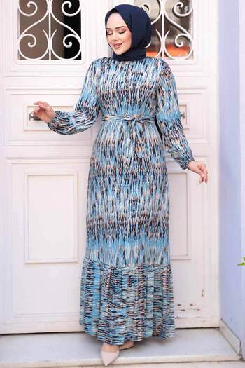 N.S NEVA STYLE Blue Hijab Dress - Patterned 52721m