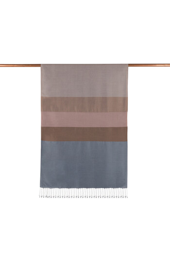 ipekevi Gray Belted Striped Silk Shawl