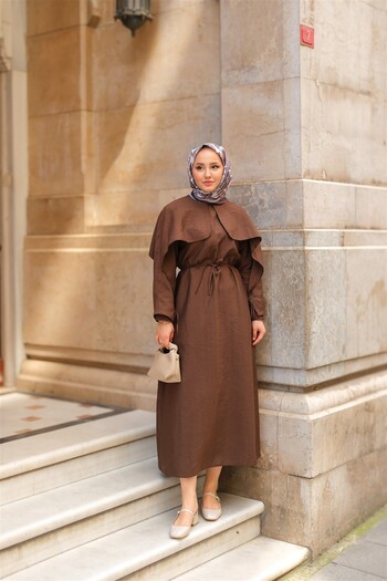 LOCCO Women's Brown Lovise Windbreaker Dress