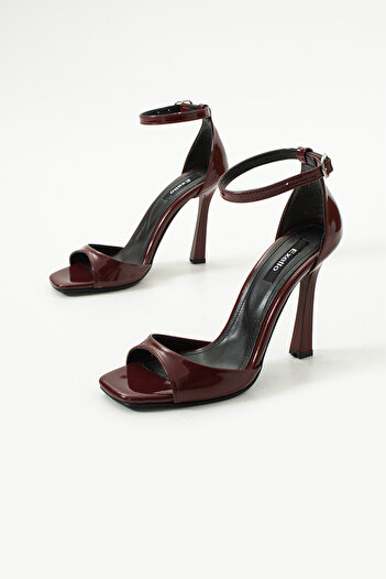 es exello Pantofi cu toc înalt din piele lacuită Clay Burgundy