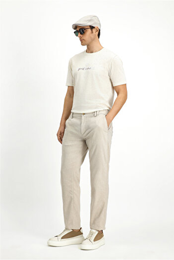 Kiğılı Μπλουζάκι με λαιμόκοψη Slim Fit με στάμπα από βαμβάκι