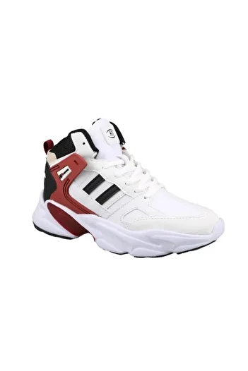 M.P. Lace-Up Sports Basketball Shoes White-Claret Red