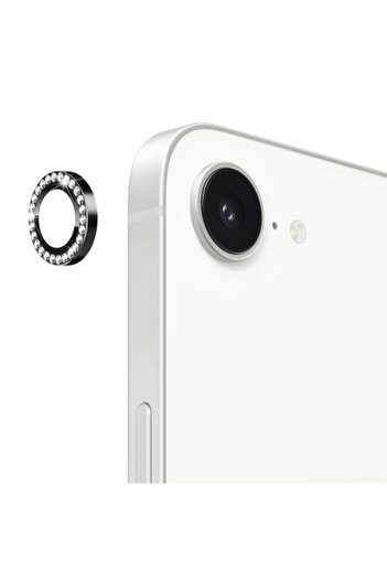Fibaks Apple iPhone 16E (2 Pcs) Glossy Rhinestone Camera Protection Colorful Lens Protector Tempered Glass