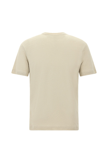 Abdullah Kiğılı Embroidery Detailed Crew Neck Linen T-shirt - Regular Fit