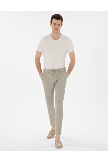 Pierre Cardin HAKİ Slim Fit Gofre Yazlık Kanvas Pantolon 50305235-VR027