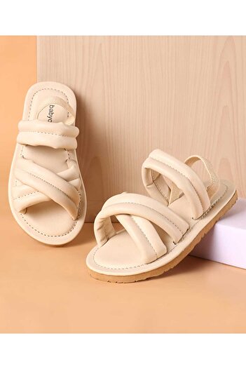 Babyoye Babyoye Sandals with Back Strap Closure Solid Colour - Cream