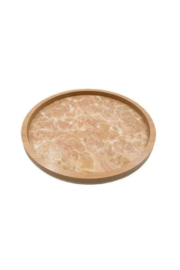 co arma Round Wooden Serving Tray 26 x 26