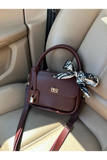 NOTHING Women's Hand Balona - Claret Red Charm Detailed Scarf Hanging Bag