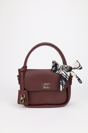 NOTHING Women's Hand Balona - Claret Red Charm Detailed Scarf Hanging Bag