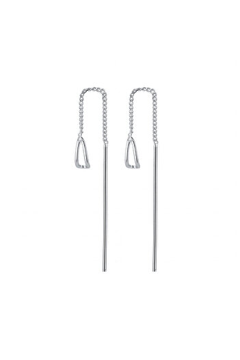 delis Elegant Long Drop Earrings in 925 Silver, with Zirconium, Rhodium Plated