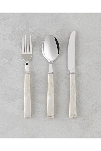 English Home Diego 18/10 Stainless Steel Fork Spoon Knife Set. 18 Pieces for 6 People Beige