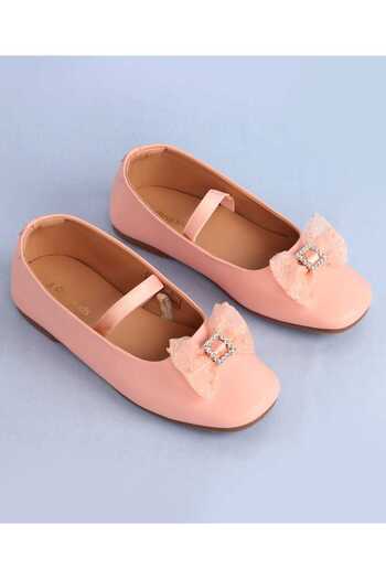 Pine kids Pine Kids Bow Applique Ballerinas with Backstrap - Pink