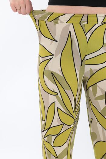 STELLETO Woven Viscose Patterned Flowy Wide Leg Summer Trousers