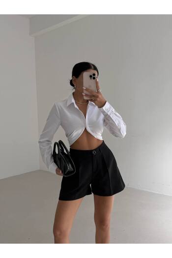 vuvutasarım New Season Women's Pleated High Waist Mini Shorts 52203029