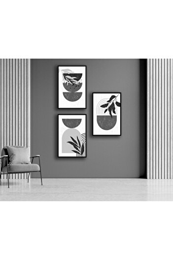 varje 3 Parça Gri Boho Stil, Çerçeveli Ahşap Tablo, Ev Dekoru Bestabo