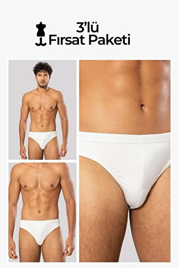 ERDEM İÇ GİYİM Erdem 3-Piece White Gold Modal Slip Panties 1554
