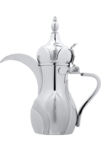 ALSAIF Dallah from Saif, 48 oz., ideal for preparing and serving Arabic coffee, chrome color.
