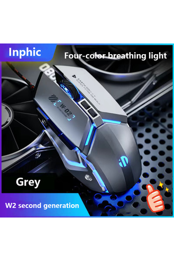 Choice W2 Grey 2generation Inphic W2 Silent Gaming Mouse USB Wired Mouse Gamer Mechanical Metal Style Suita