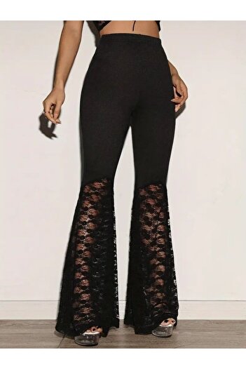 MODA55 Women's High Waist Lace Detailed Diver Pants