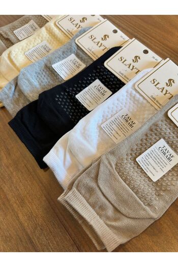 Slayt Non-Slip, Non-Marking Silicone Anti-Slip Cotton Tawaf Socks, Pack of 6