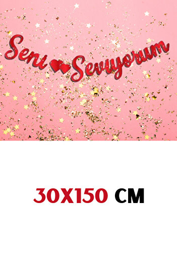 Baloncu Dede I Love You Banner Heart Balloon Rose and Heart Candle Valentine's Day Special Day Anniversary