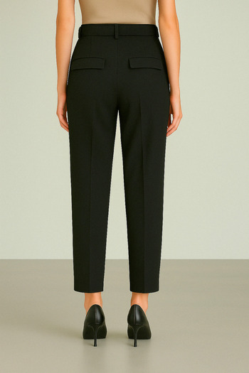 Modamorfo Belted Double Pocket Trousers -Black