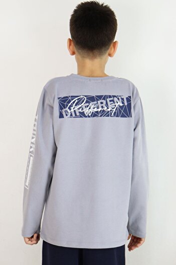 Breeze Boy's Long Sleeve T-Shirt Motivational Themed Back Printed 6-12 Years, Gray