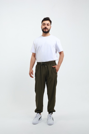 OXVİN Cushy Cool Men's Oversize Loose Cut Elastic Leg Zippered Parachute Trousers with Back Pocket