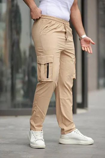 YUNED Men's Comfortable Fit Colombian Fabric Cargo Pants with Side Pockets