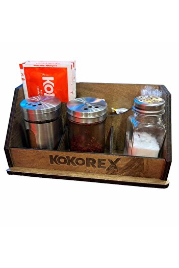 BİR LAZER Wooden Spice Rack Napkin Holder Salt Shaker Toothpick Holder Sugar Bowl Desktop for Cafe, Restaurant, Hotel, Home