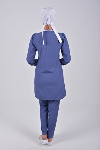 Nur Medikal Giyim Lina Model Storm Blue Lycra moale Tesettür Costum pentru asistentă medicală și doctor Scrubs