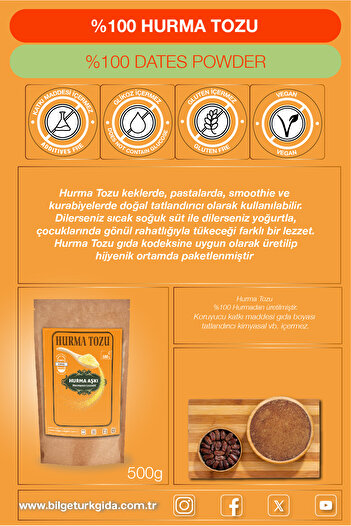 Hurma Aşkı Hurma Tozu 500 Gr