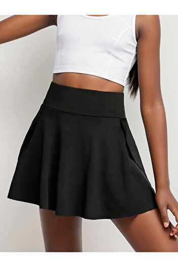 soonaksesuar Women's High Waist Pocketed Sandy Short Skirt
