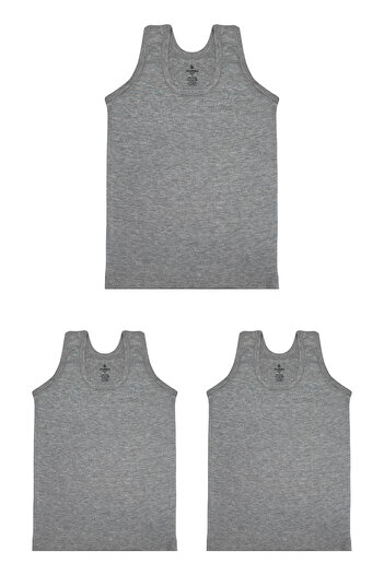 Ceylanoğlu 3-Piece Gray Ribbed Boy's Undershirt