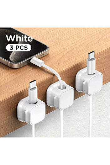 Choice White-3pcs 6Pcs/Set Magnetic Cable Clips Cable Organiser Adjustable Cord Holder Under Desk Organizin