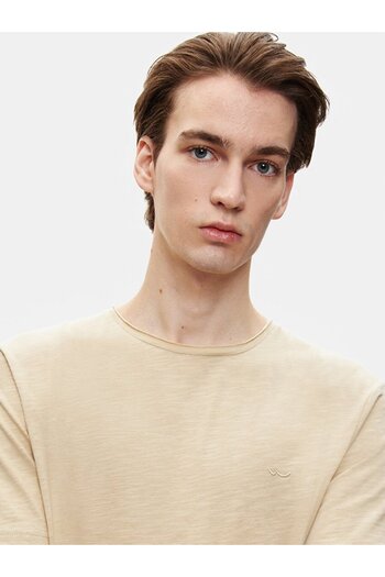 Ltb Μπλουζάκι Basic Crew Neck Regular καφέ χρώματος