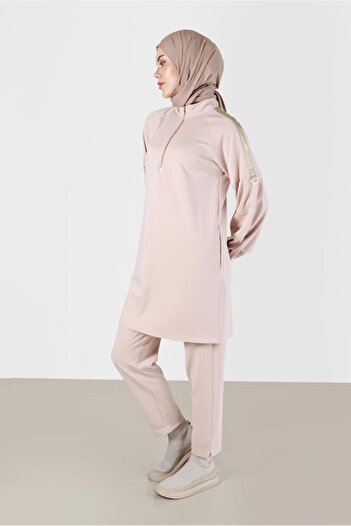 Alvina LEATHER STRIP DETAIL ZIPPERED TUNIC 42322