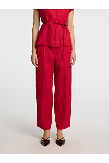 Selected Femme Barrel Fit Hosen 100% Leinen