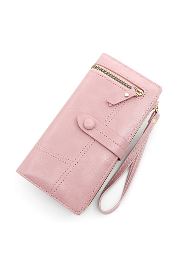 ETG Fashion Hasp Ladies Soft PU Leather Clutch for Women Long Wallet Phone Zipper Bag Card Holder