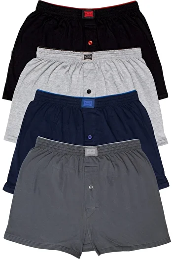 Tutku Men's Gray Combed Cotton Plain Boxer 4-Piece