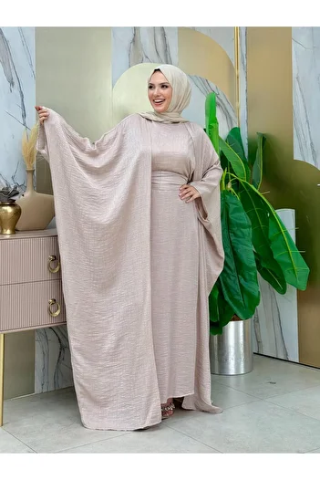 Bym Fashion Yarasakol Abaya Dress Set 8497 Stone