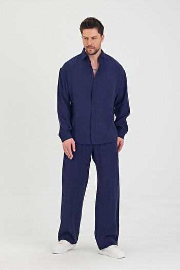 Tarz Cool Men's Oversize Comfortable Fit Shirt-Pants Bottom-Top Set