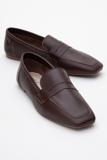 LuviShoes Γυναικεία Loafer Παπούτσια MORNE Brown Skin Γνήσιο Δέρμα