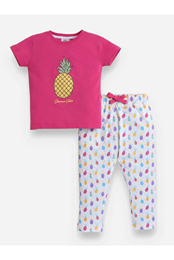 Victor and Jane By Styli Graphic Print T-Shirt and All-Over Printed Pyjama Set