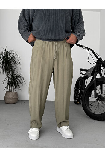 BYBASICMAN Haki Gabardin Kumaş Baggy Pantolon JJ-185