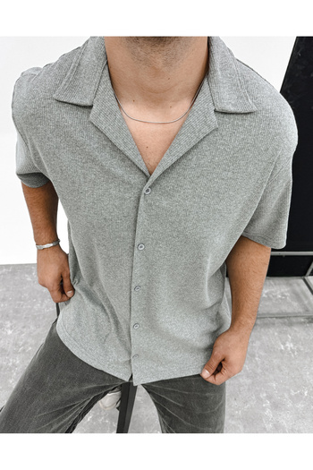 King Brothers Short Sleeve Gray Color Burlap Men's Shirt Regular Full Fit