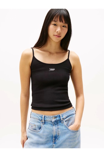 Tommy Hilfiger Women Black Script Strappy Top