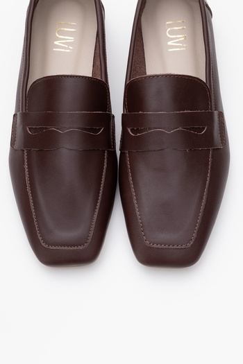 LuviShoes Γυναικεία Loafer Παπούτσια MORNE Brown Skin Γνήσιο Δέρμα